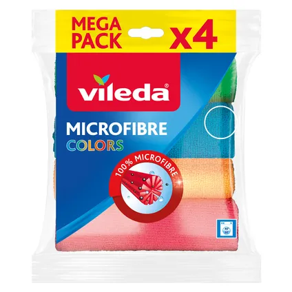 Chiffons microfibres Vileda pack de 4 coloris