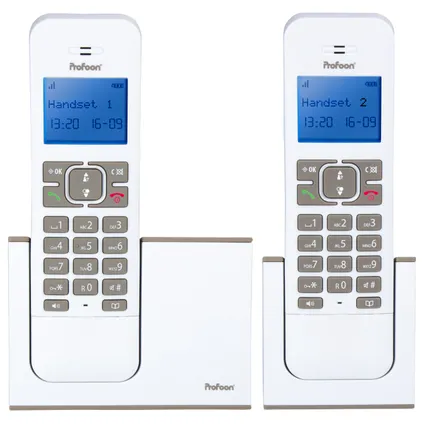 Telefoon Profoon PDX-8420TE DECT duo wit / taupe