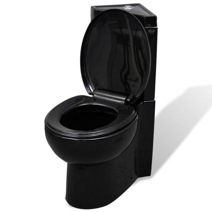 VidaXL duoblok toilet zwart voor in de hoek zwart