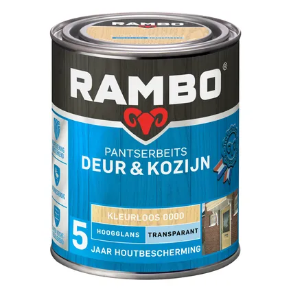 Rambo pantserbeits deur en kozijn transparant hoogglans 0000 kleurloos 0,75L 3