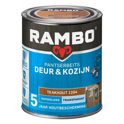 Rambo Pantserbeits Deur & Kozijn Transparant Hoogglans 1204 Teakhout 0,75 Ltr 3