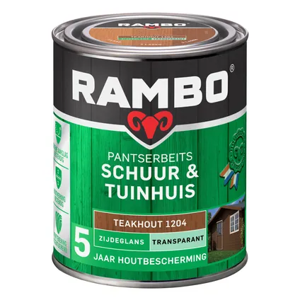Rambo Pantserbeits Schuur & Tuinhuis Transparant Zijdeglans 1204 Teakhout 0,75 Ltr 3
