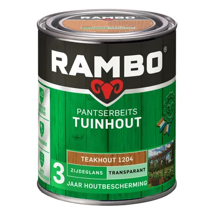 Rambo Pantserbeits Tuinhout Transparant Zijdeglans 1204 Teakhout 0,75 Ltr 3
