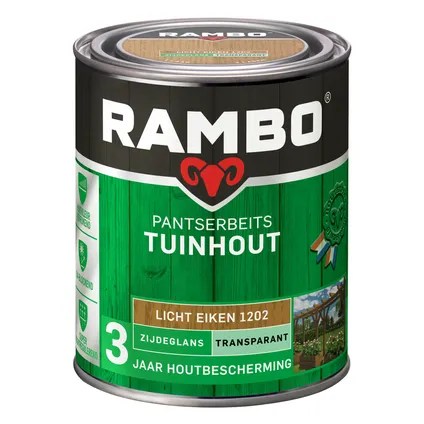 Rambo Pantserbeits Tuinhout Transparant Zijdeglans 1202 Lichteiken 0,75 Ltr 3