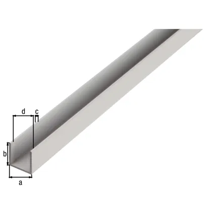 Alberts BA-profiel U-vorm aluminium natuur 20x20x1,5mm 2m