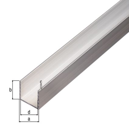 Alberts profiel U-vorm aluminium blank 20x20x1,5 1m