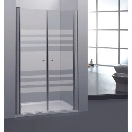 2 portes de douche pivotantes Allibert Priva 90x190cm lignes horizontales