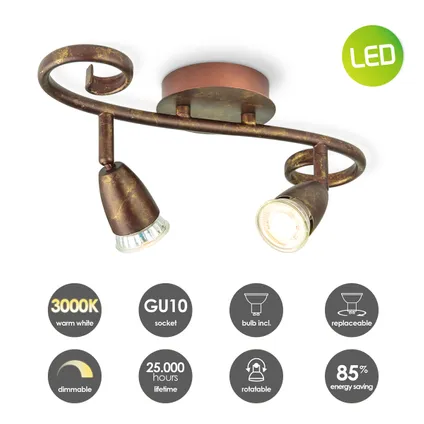 Home Sweet Home LED Opbouwspot Curl 2 - incl. dimbare LED lamp - Brons 7