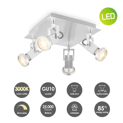 Home Sweet Home opbouwspot LED Cali aluminium 22cm 4x5,8W 2