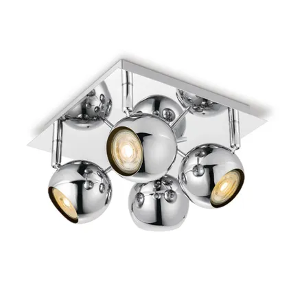 Home Sweet Home Opbouwspot Bollo 4 - incl. dimbare LED lamp - chroom 2