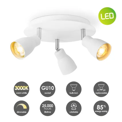 Home Sweet Home spot LED Alba wit 3x5,8W 3
