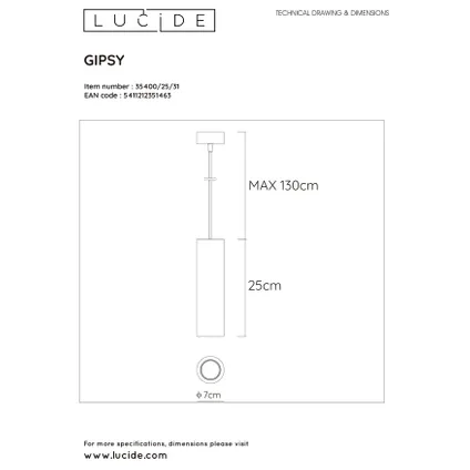 Lucide hanglamp Gipsy wit ⌀7cm GU10 4
