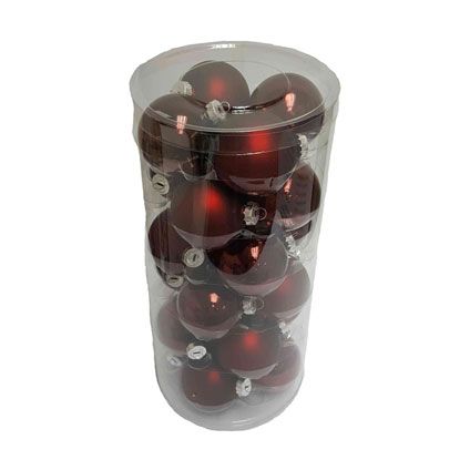 Kerstballen glas rood 24 stuks