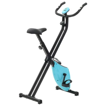VidaXL hometrainer X-bike magnetisch + hartslagmeter zwart-blauw 4