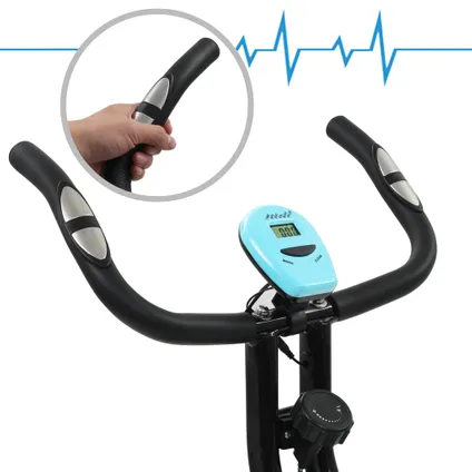 VidaXL hometrainer X-bike magnetisch + hartslagmeter zwart-blauw 7