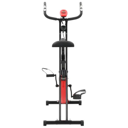 VidaXL hometrainer X-bike magnetisch + hartslagmeter zwart-rood 3