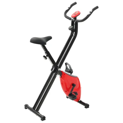 VidaXL hometrainer X-bike magnetisch + hartslagmeter zwart-rood 4