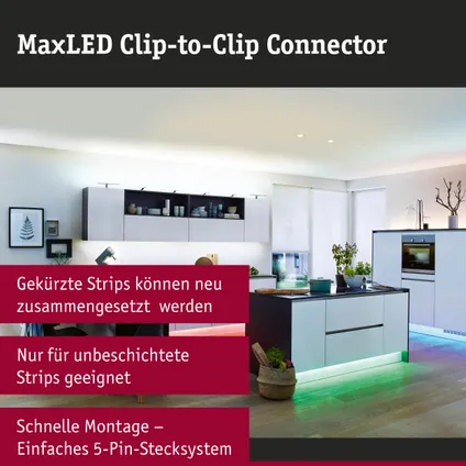 Paulmann clip-to-clip connector Function MaxLED 2 stuks wit 8