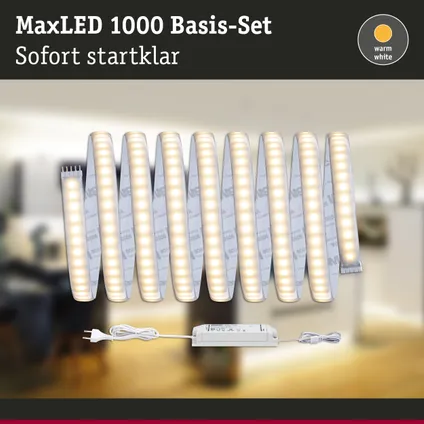 Ruban LED Paulmann MaxLED 1000 3m kit de base blanc chaud recouvert 40W 12