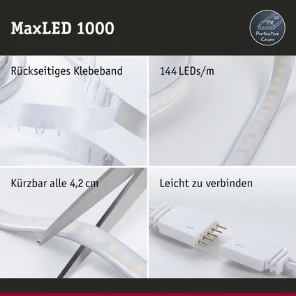 Ruban LED Paulmann MaxLED 1000 1,5m kit de base lumière du jour recouvert 17W 8