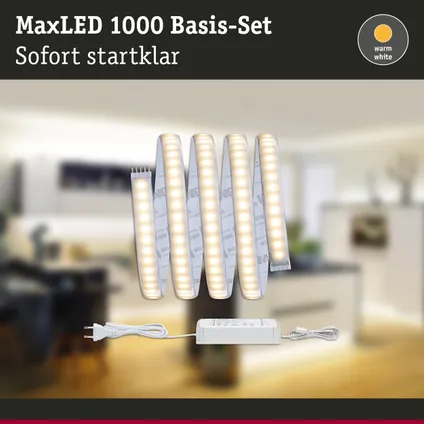 Ruban LED Paulmann MaxLED 1000 1,5m kit de base blanc chaud recouvert 20W 8