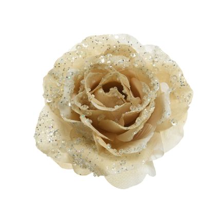 Decoris bloem op clip crème 14 cm