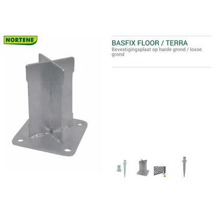 Nortene basis Basfix Floor voor paal Alupost 10x10x10,5cm 3