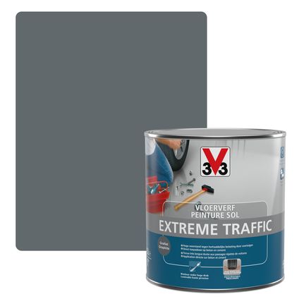 V33 Vloerverf Extreme traffic zijdeglans grafiet 500ml
