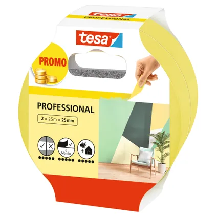 Tesa® Professional Washi Indoor Afplaktape 25mx25mm 2 stuks