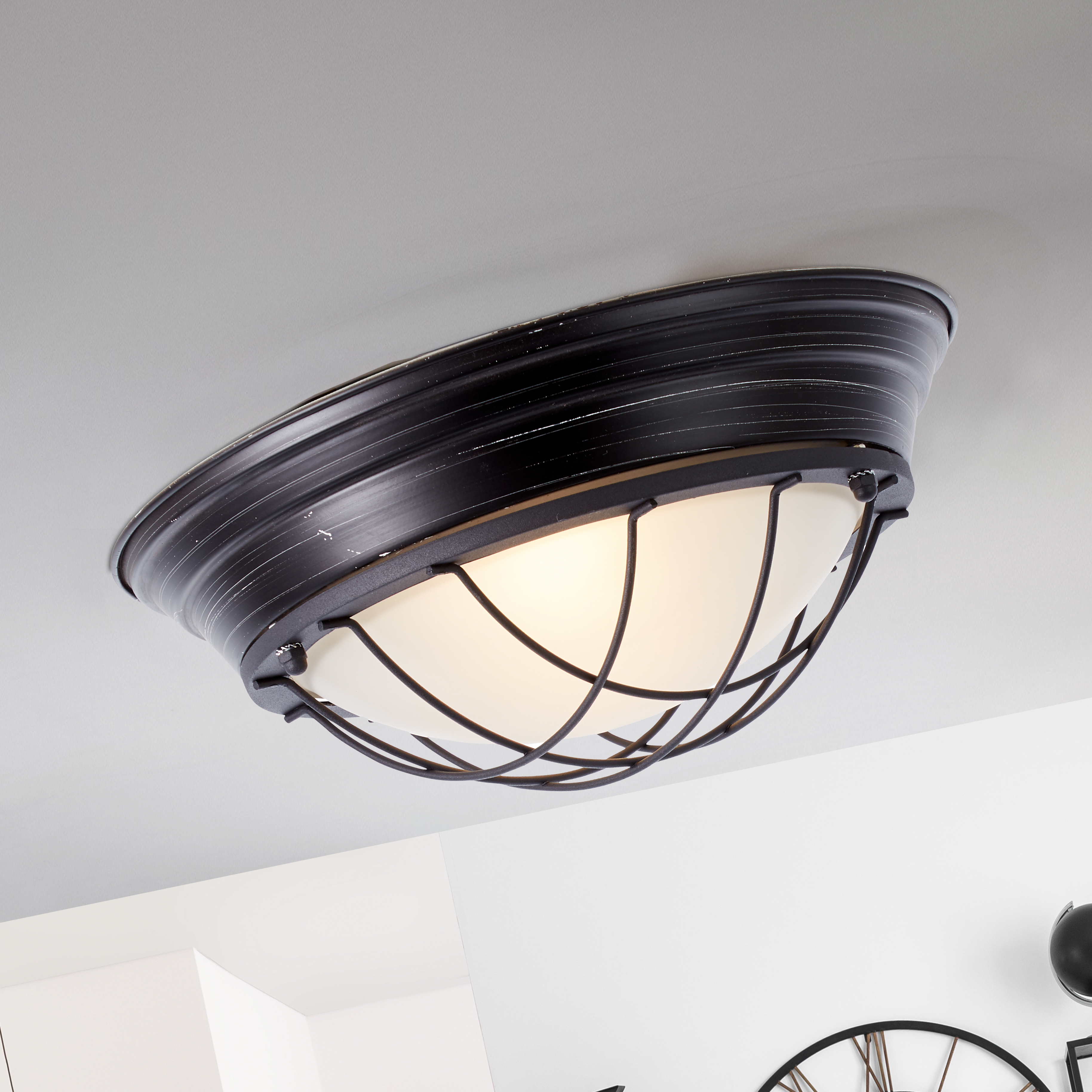 Brilliant plafondlamp Typhoon 2 2xE27 zwart ⌀35cm