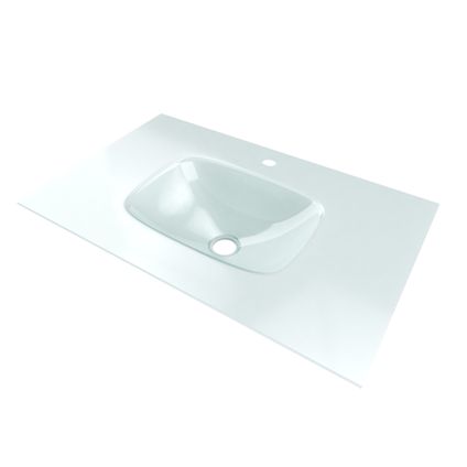Lavabo Aurlane Steel verre brillant blanc 80cm