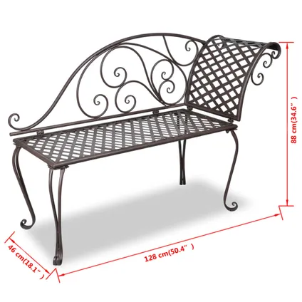 vidaXL Chaise longue de jardin 128 cm Acier Antique Marron 5