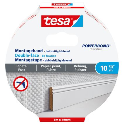 Tesa Powerbond 77743 dubbelzijdige bevestigingstape voor behang en gips 10kg/m