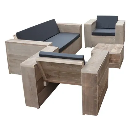 Wood4you- Lounge set échafaudage bois Four - coussins inclus 2
