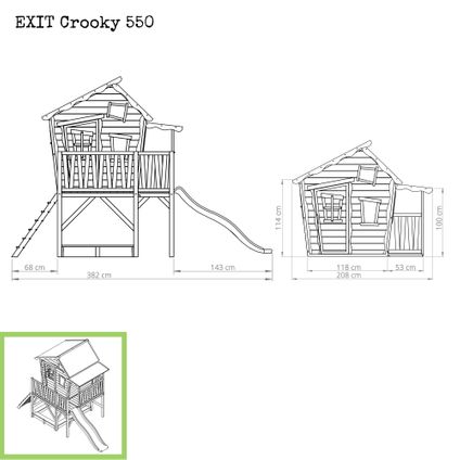 Maisonnette en bois EXIT Crooky 550 gris-beige