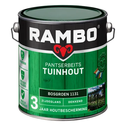 Rambo pantserbeits tuinhout dekkend zijdeglans 1131 bosgroen 2,5L 3