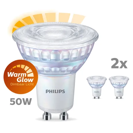 Spot LED Philips WarmGlow 3,8W GU10 - 2 pièces