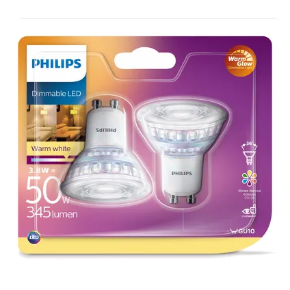 Philips LED-spot WarmGlow 3,8W GU10 - 2 stuks 2