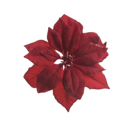 Décoration de Noël Decoris fleur polyester bordeaux 24x24x6cm