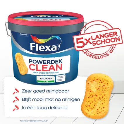 Flexa Powerdek muurverf Clean RAL9010 10L 4