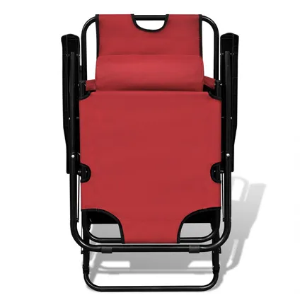 VidaXL ligstoel met voetensteun inklapbaar en verstelbaar set van 2 rood 3