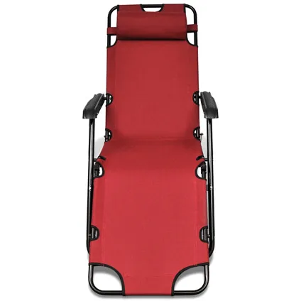 VidaXL ligstoel met voetensteun inklapbaar en verstelbaar set van 2 rood 4
