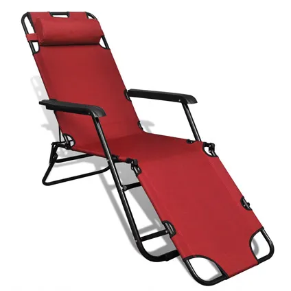 VidaXL ligstoel met voetensteun inklapbaar en verstelbaar set van 2 rood 6
