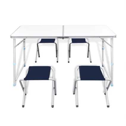 VidaXL campingtafel inklapbaar en verstelbaar aluminium 120x60cm 4 stoelen 2