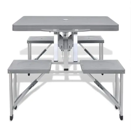 VidaXL campingtafel met vier zittingen inklapbaar aluminium grijs 3