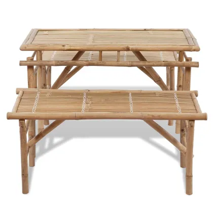 vidaXL Table avec 2 bancs 100 cm Bambou 5