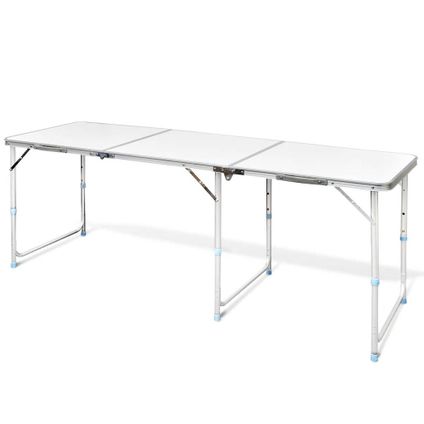 VidaXL campingtafel inklapbaar en verstelbaar in hoogte aluminium 180x60cm