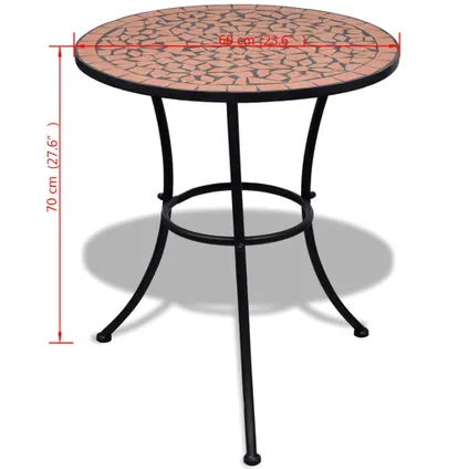 vidaXL Table de bistro Terre cuite 60 cm Mosaïque 5