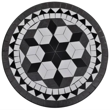 vidaXL Bistrotafel 60 cm mozaïek zwart en wit 2