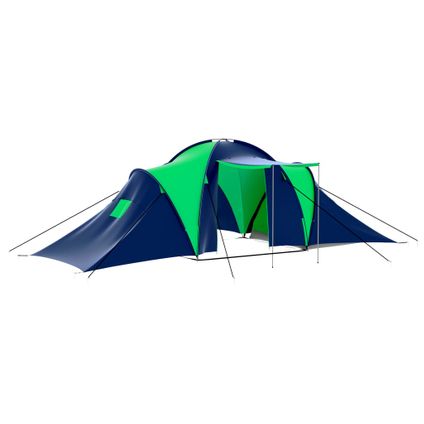 Polyester 9-persoons kampeertent blauw/groen